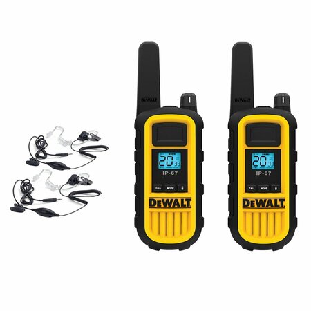 DEWALT Heavy-Duty 1-Watt FRS Walkie-Talkies with Headsets, Yellow and Black, Business Bundle 2 Pack,  1DXFRS300-SV1